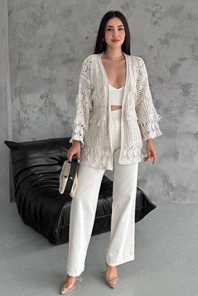 Noa Noa Kadın Desenli Açık Örgü Hırka – Romantik & Modern Stil
