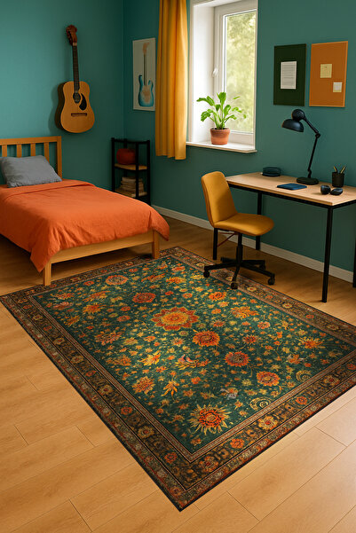 Rugs Modern Halı MOSSO Μοτίβο λουλουδιών με υφαντό σχέδιο, vintage διακοσμητι...