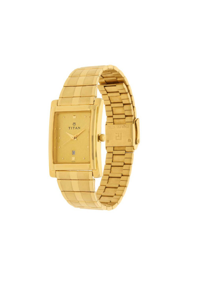 Titan Men's Analog Gold Dial Watch - 9154YM02