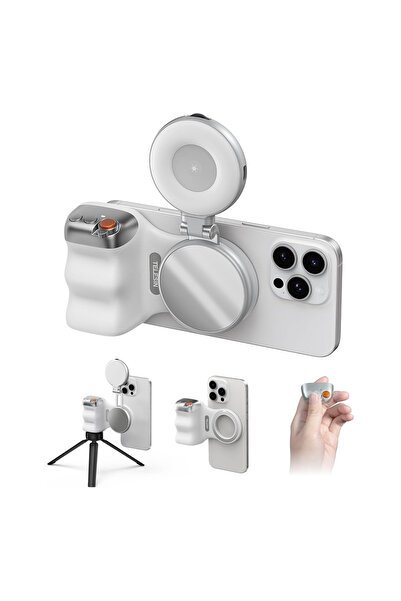 TELESIN قبضة كاميرا الهاتف المغناطيسية مع حلقة إضاءة للصور الشخصية من