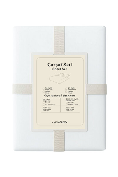 Mamcrazy Single / Double 100% Cotton Ranforce Fitted Sheet Set White