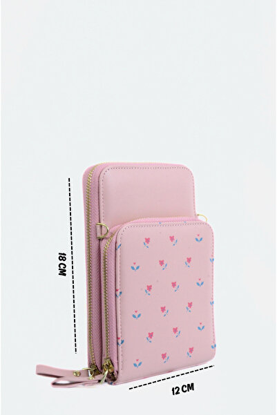 Mazel Design 001 Genuine Leather Floral Pattern Zippered Crossbody Imported Wallet Bag - Multi-Compartment Phone Compartment