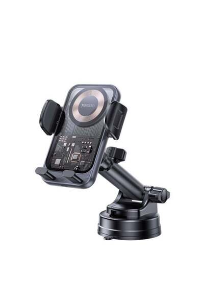 Yesido C307 360 Rotation Electric Locking 15W Wireless Fast Charging Transparent Car Phone Holder