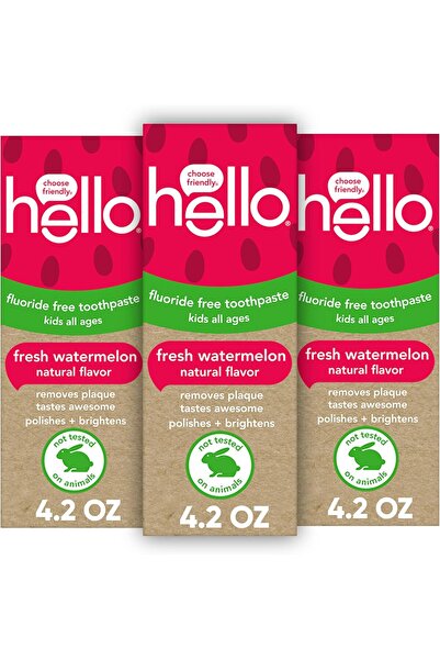 Hello Natural Watermelon Flavor Baby & Kids Fluoride-Free Toothpaste - 3 Pack