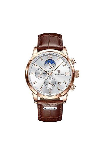 Lige Ανδρικό Ρολόι Elegant Classic Δερμάτινο Ατσάλινο Quartz Αναλογική Ημερομηνία