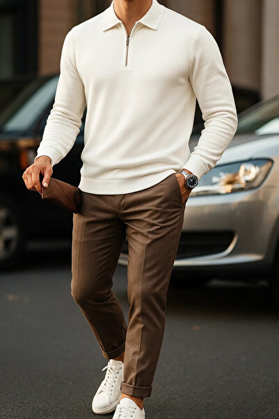 SILVANO Men's Winter Basic Loose Long Sleeve White Sweatshirt