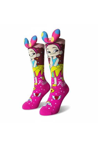 Aware Time 6-12 Yaş Kız Çocuk 3 Boyutlu Figürlü Çorap