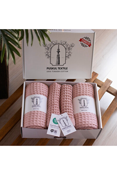 Püskül Tekstil Розкішний набір з 4 вафельних рушників (2 для ванної + 2 для рук), 100% бавовна, якісні рушники, що швидко сохнуть