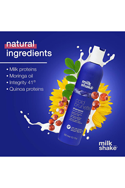 Milkshake Shampoo Milk Shake, Cold Brunette, Moringa Oil, Remove Warm Tones – Red/Orange, 300 ml