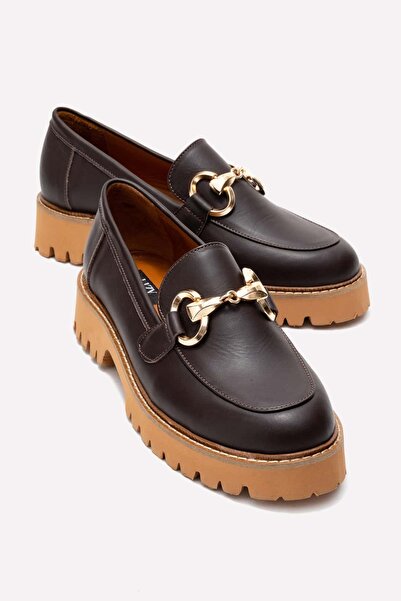 Lizy Shoes Negru - Loafer de damă din piele naturală cu detaliu clasic cu cat...