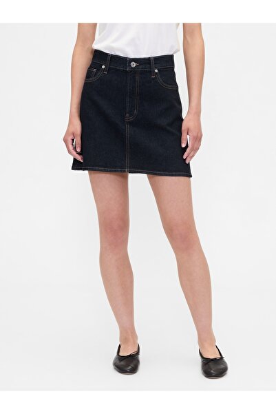 GAP Kadın Lacivert Denim Mini Etek