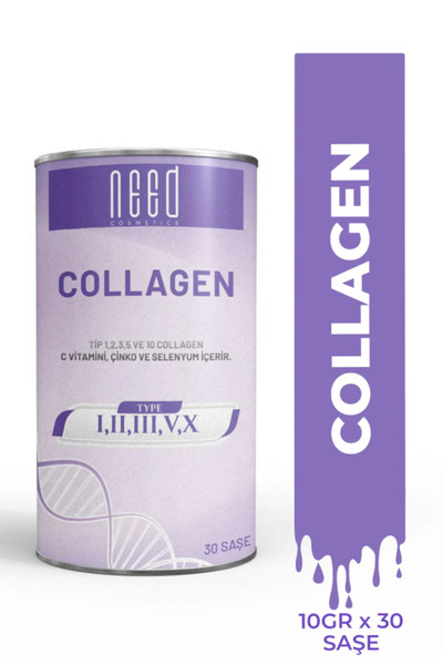 NEED COSMETİCS Need 5 Tip Collagen Çilek Aromalı ( Biotin,selenyum,çinko,c vitamini,hyaluronik asit) 30 Saşe