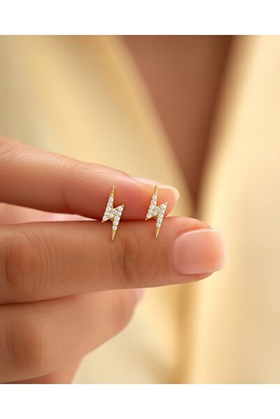 İNDİGO TAKI Minik Şimşek 14 Ayar Altın Küpe