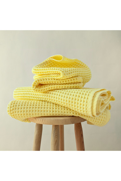 Püskül Tekstil Luxury 4-Piece Waffle Weave Towel Set (2 Bath + 2 Hand), 100% Cotton Quality Quick-Drying Towels