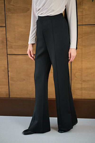 LOCCO Kadın Yandan Yırtmaçlı Scuba Pantolon Siyah