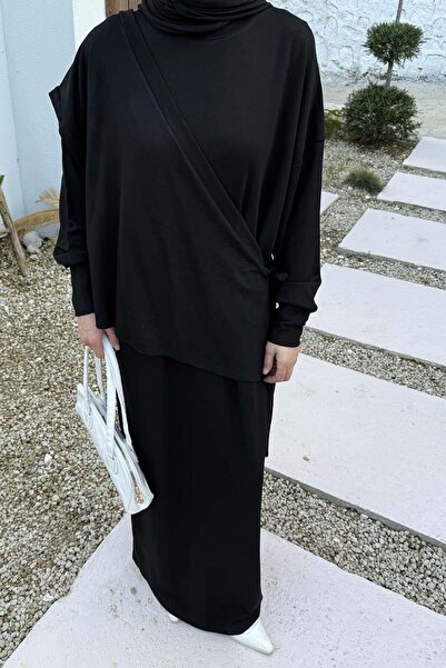 lamelif Drawstring Hijab Dress Black