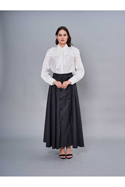 SERPİL Kuşak Detaylı Düğmeli Uzun Şık Kadın Etek 50925