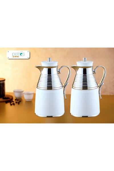 PETROS Petrus 1+1 Liter Tea and Coffee Thermos Set with Golden Handle