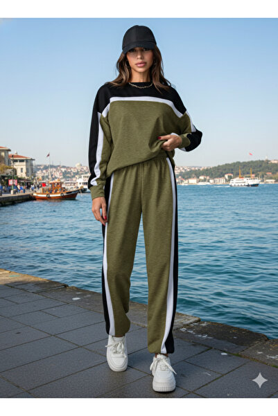 Gökyüzü Moda Women's Long Sleeve Stripe Detail Tracksuit Set