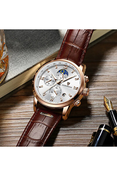 Lige Ανδρικό Ρολόι Elegant Classic Δερμάτινο Ατσάλινο Quartz Αναλογική Ημερομηνία