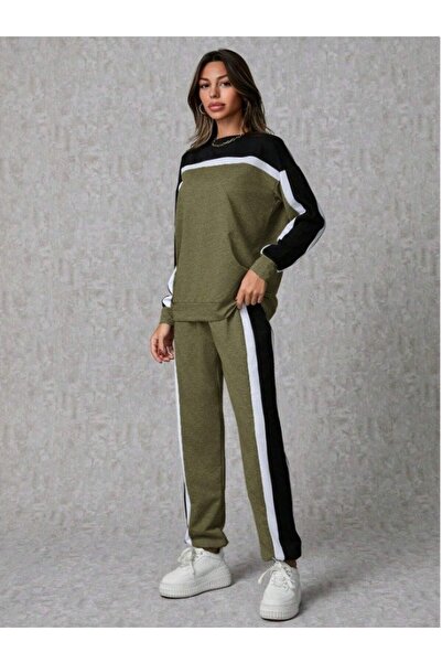 Gökyüzü Moda Women's Long Sleeve Stripe Detail Tracksuit Set