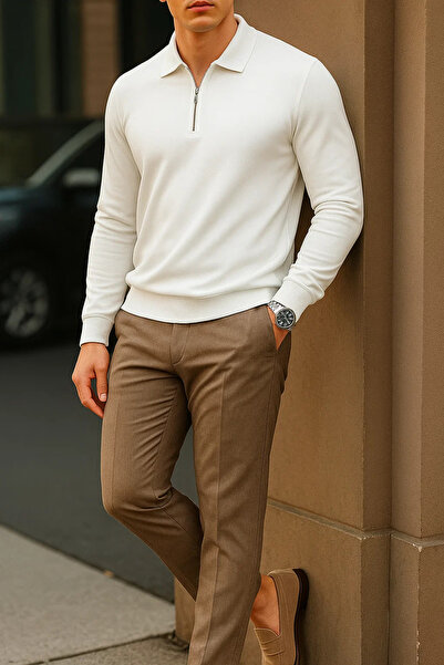 SILVANO Men's Winter Basic Loose Long Sleeve White Sweatshirt