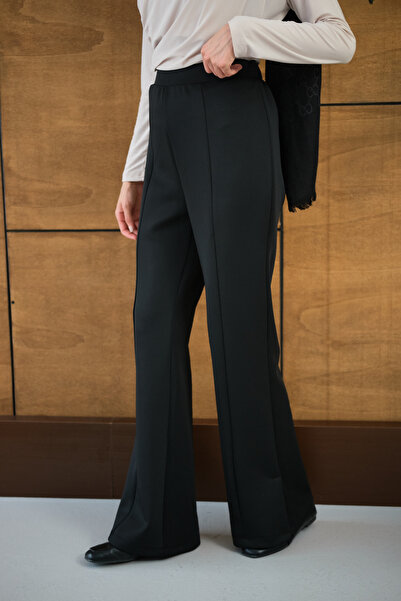 LOCCO Kadın Yandan Yırtmaçlı Scuba Pantolon Siyah