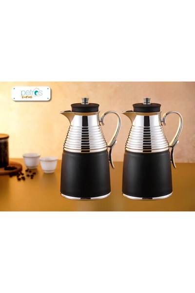 PETROS Petrus 1+1 Liter Tea and Coffee Thermos Set with Golden Handle
