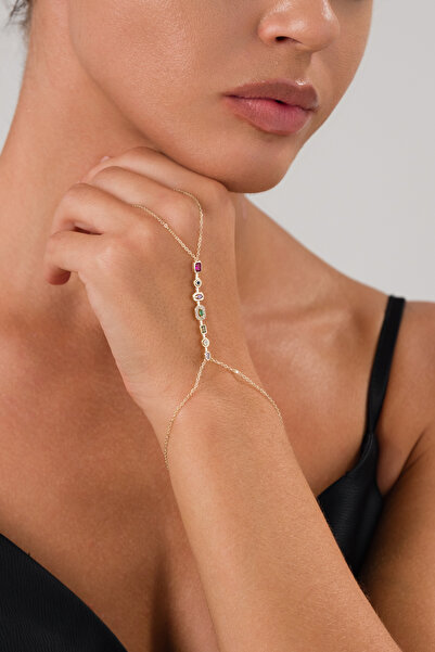 elushcollection Gold-Colored Shahmeran with Colored Stones