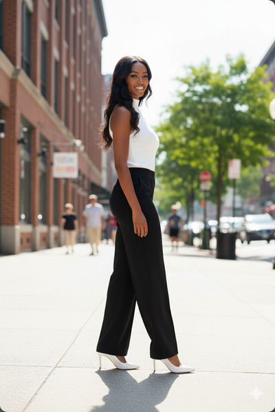 Barato Plus Size Premium Fabric Black Loose Pants Leggings