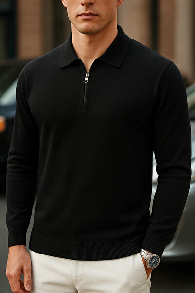 SILVANO Erkek Kışlık Basic Salaş Uzun Kollu Siyah Sweatshirt