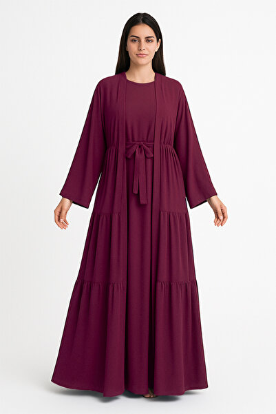 dorbe modest & stylish elegant tiered maxi two piece full length abaya dress for women