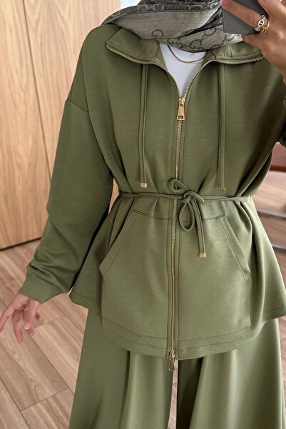 Ka Hijab Modal Suit with Baggy Pants - Khaki