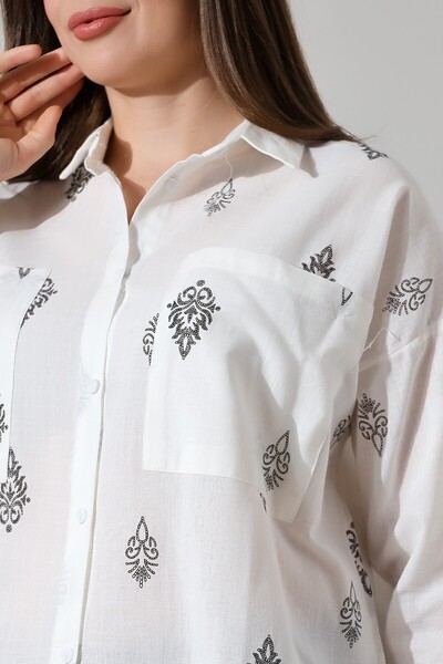 Lir Women's Patterned Flam Half Sleeve Shirt Black 71429