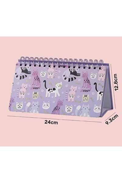 BABUN Pastel Color Cat Colorful Page Ring Binder Horizontal Desktop Weekly Planner Notebook Agenda 52 Weeks