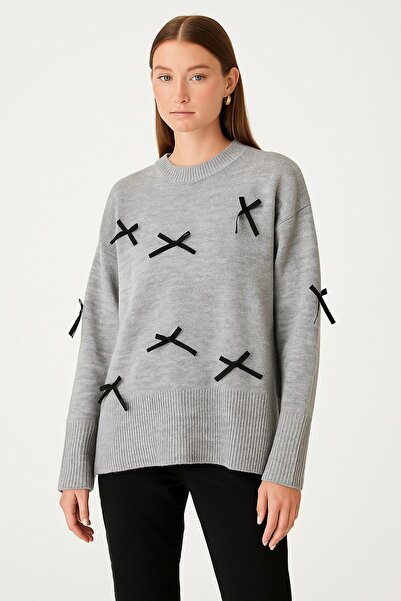 HAKKE Acrylic bow detail knitwear tunic