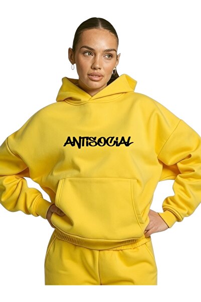 ArtYus Φούτερ Unisex Antisocial Colorful Special με τύπωμα Cotton oversized μ...