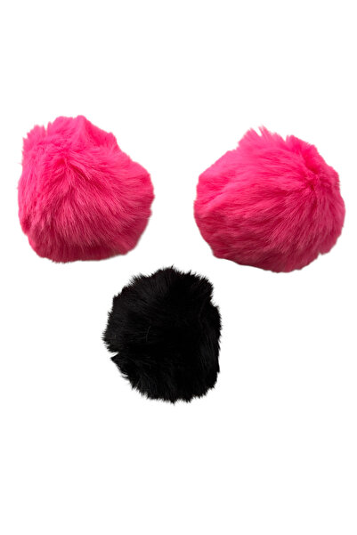 Kalben Kumaş 3 قطع من كرات الفرو الكبيرة على شكل أرنب بطول 7 سم