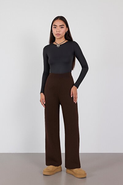 HAKKE Belt Bagged Ribbed Knitwear Pants