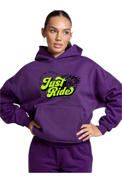 ArtYus Φούτερ Unisex Just Ride Colorful Special με τύπωμα Cotton oversized με...