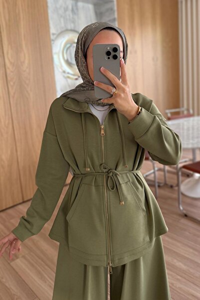 Ka Hijab Modal Suit with Baggy Pants - Khaki