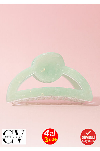 cityvision Agrafă de păr ovală din acetat, cu sclipici verde, 9 cm – elegantă și durabilă