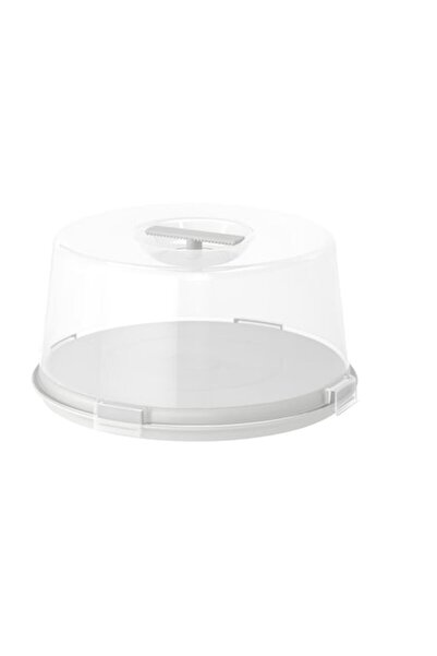 Bibilel Round Cake Stand with Lid, 36 cm, Grey/Transparent