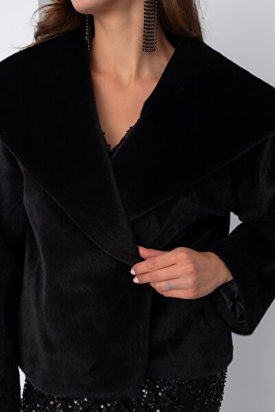 Lafaba Γυναικείο μπουφάν βραδινό φόρεμα με μαύρη γούνα