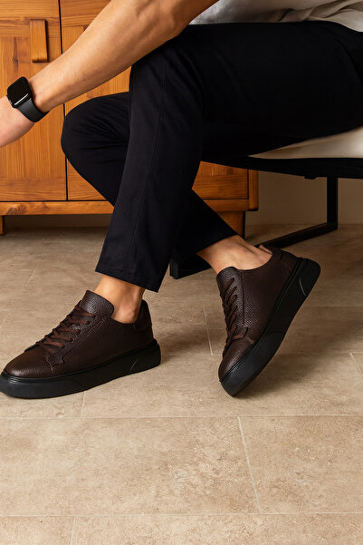 Safari Ayakkabı Tommy 100% Genuine Leather Ultra Comfortable Eva Sole Men's Sneaker Casual Shoes Bitter Brown