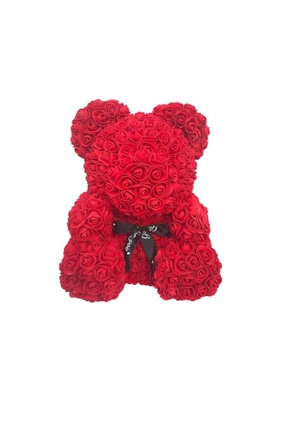 OEM Ursuleț de pluș din trandafiri, 25 cm, roșu