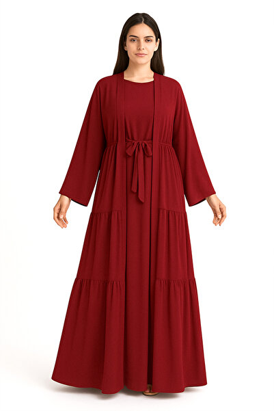 dorbe modest & stylish elegant tiered maxi two piece full length abaya dress for women