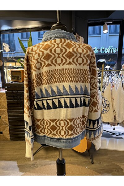 QUSİ Women's Long Sleeve Denim Detailed Buttoned Cotton New Season Winter Sweater