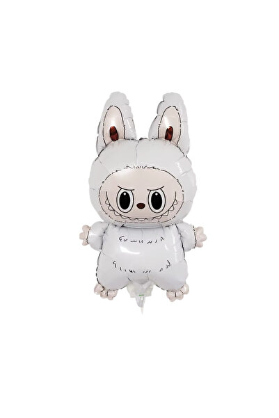 Party City White Labubu Themed Birthday Balloon Set – Soft Color Balloons + Foil Balloon + Banner