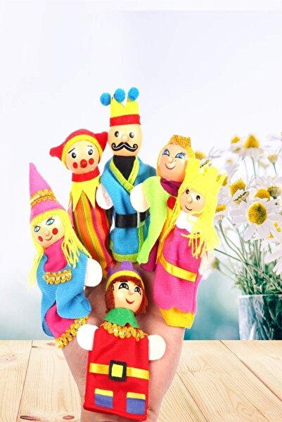 Hyd Set of 6 Wooden Family Finger Puppet Doll Children's Game Fairy Tale Story Visual Storytelling Intelligence Development Toy